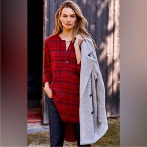 Anthropologie Holding Horses Halfpenny Red Plaid Tunic Hi-Low Hem Sz S.